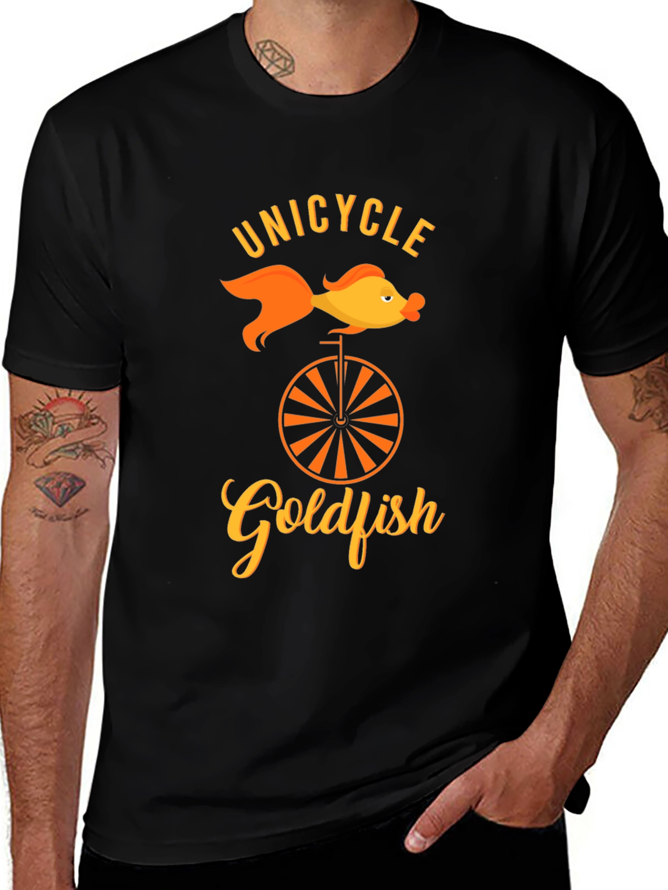 Unicycle Goldfish Graphic Tee - Unique Humor T-Shirt