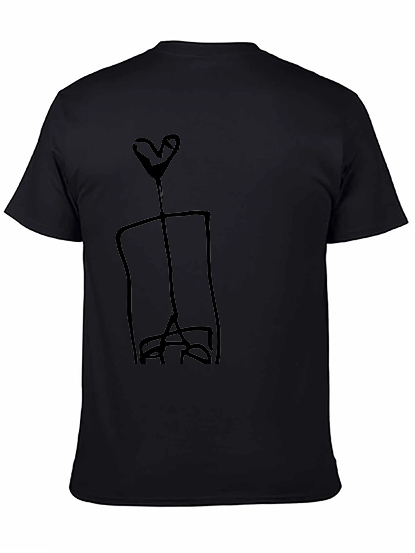 Abstract Heart Figure Graphic Black T-Shirt