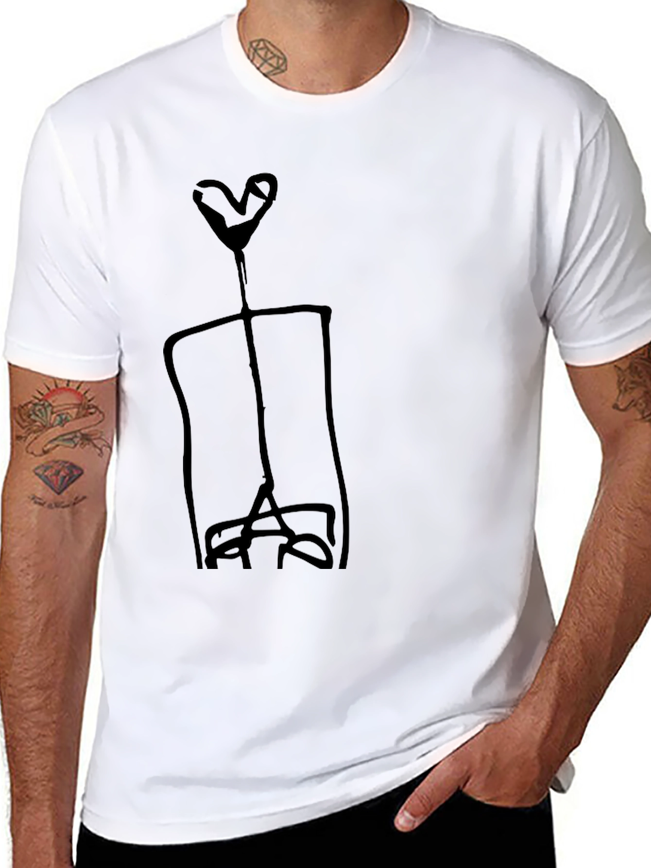 Abstract Heart Figure Graphic Black T-Shirt