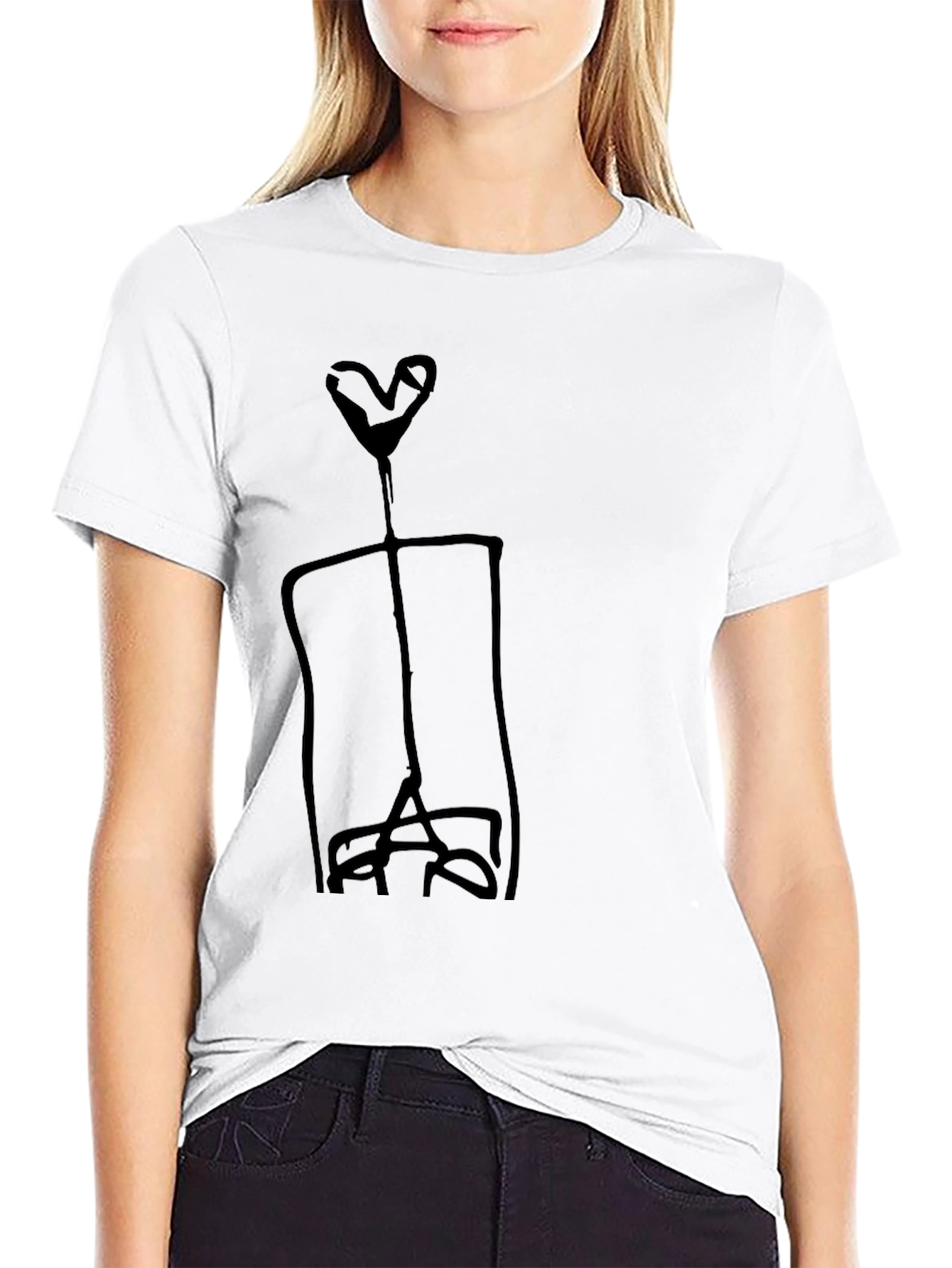 Abstract Heart Figure Graphic Black T-Shirt