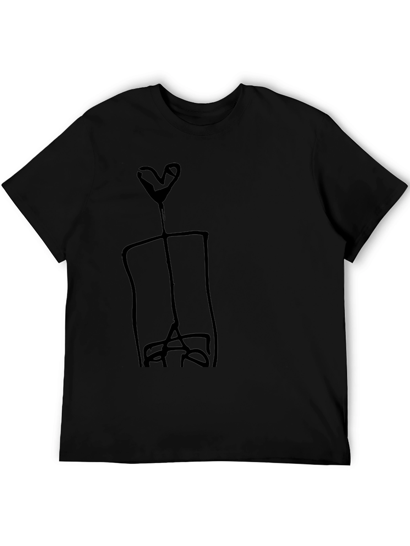 Abstract Heart Figure Graphic Black T-Shirt