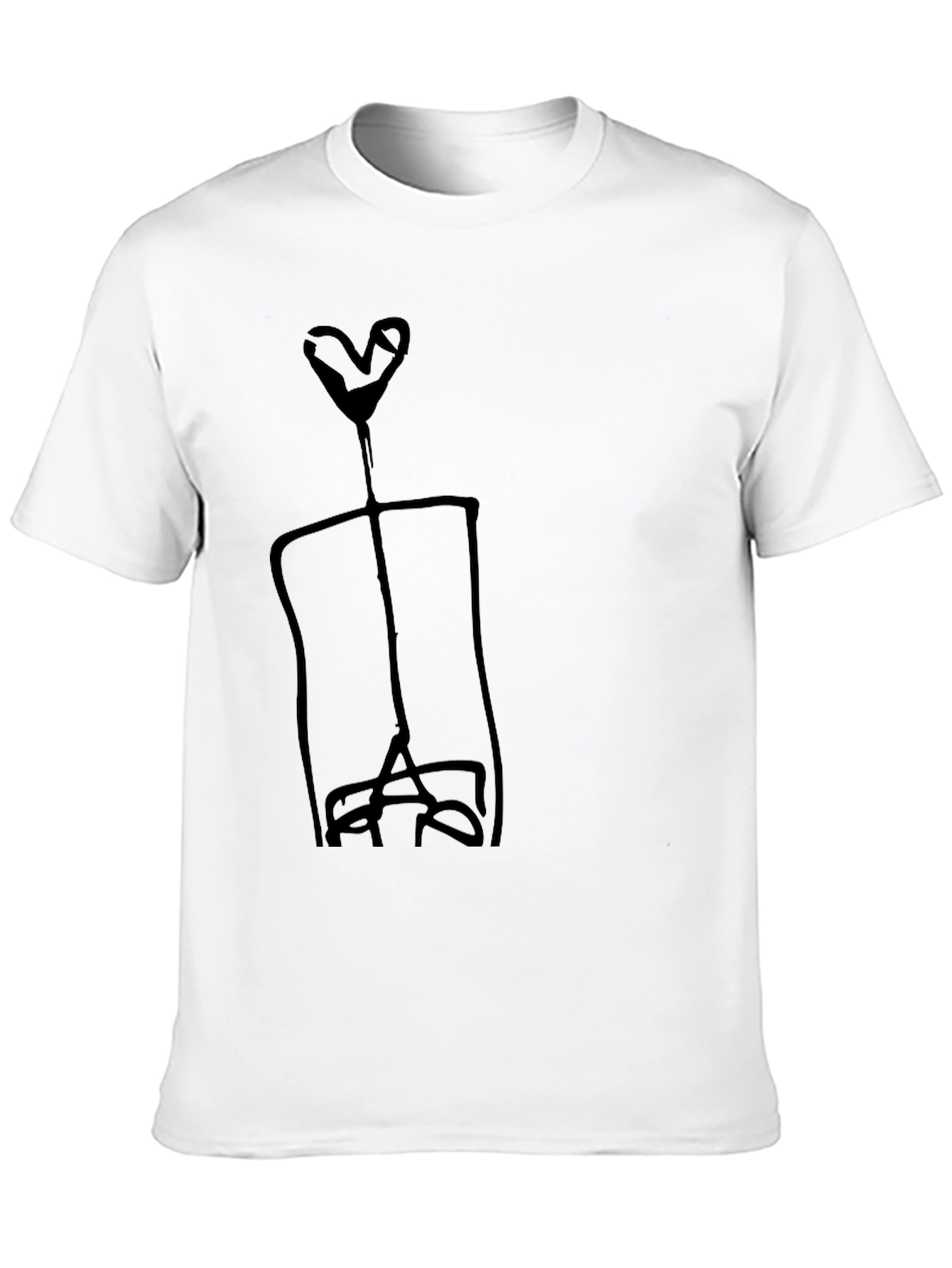 Abstract Heart Figure Graphic Black T-Shirt