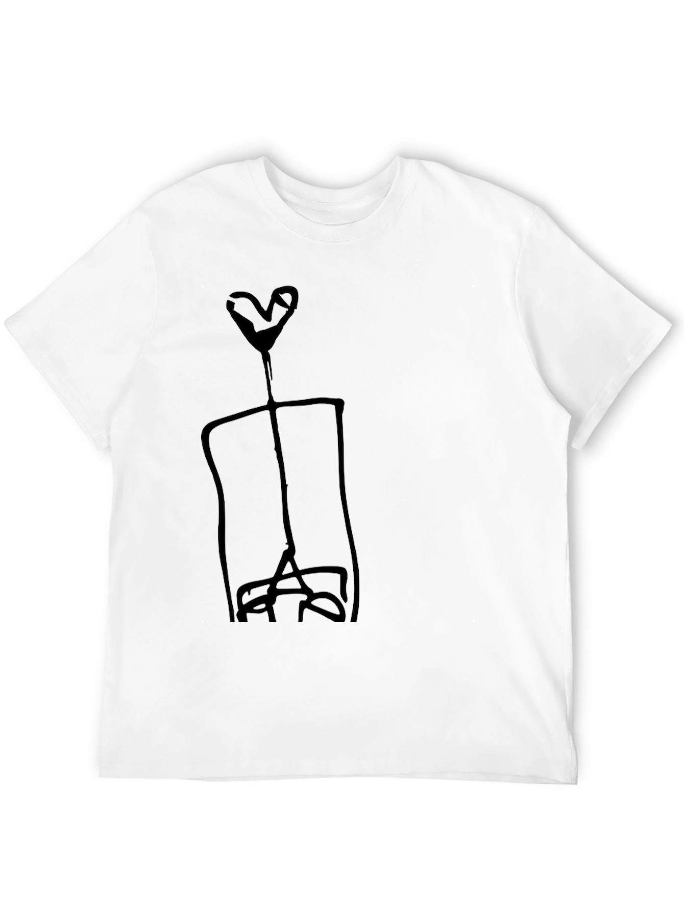 Abstract Heart Figure Graphic Black T-Shirt