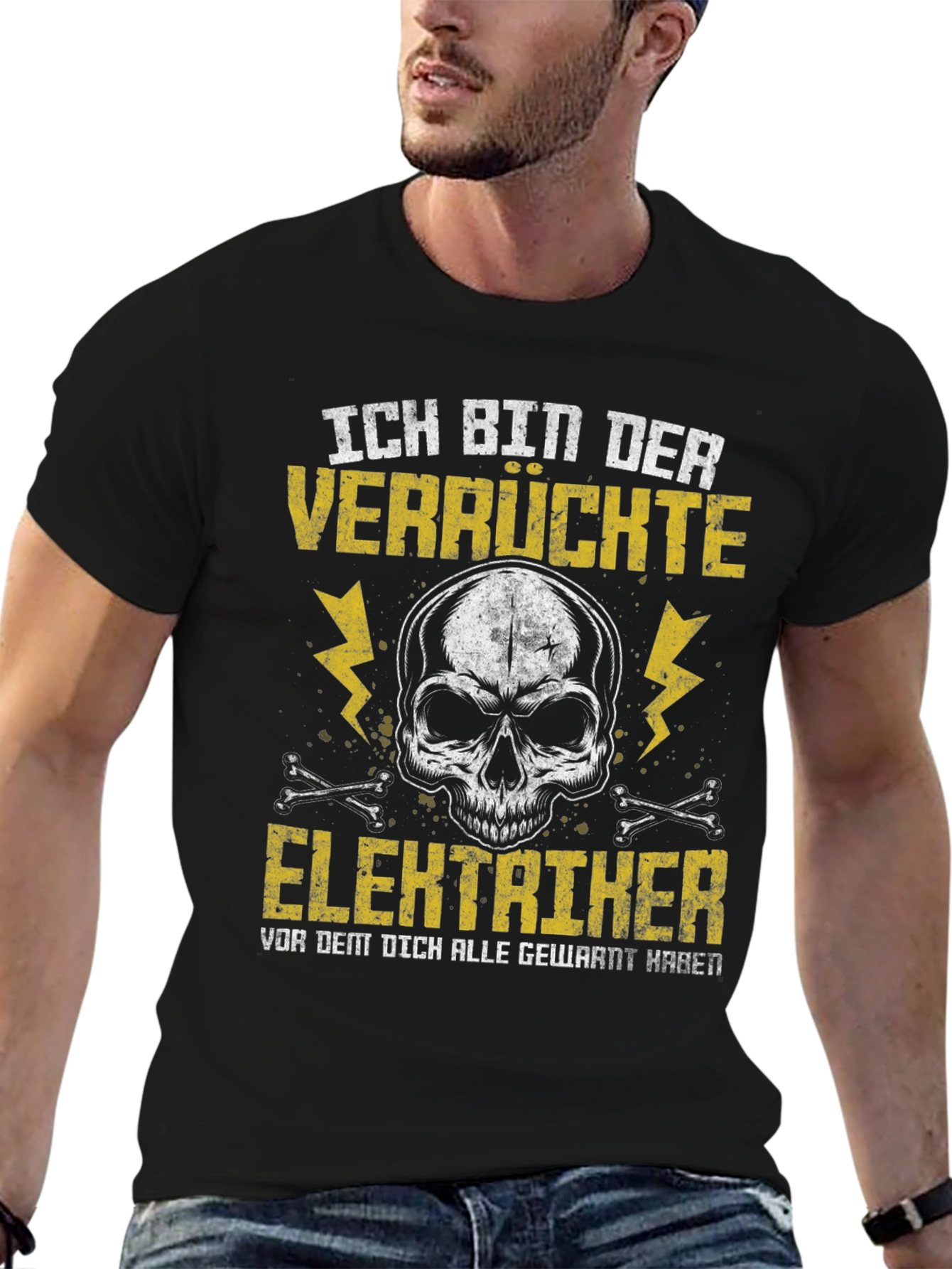 Crazy Electrician Skull T-Shirt - Funny Graphic Tee