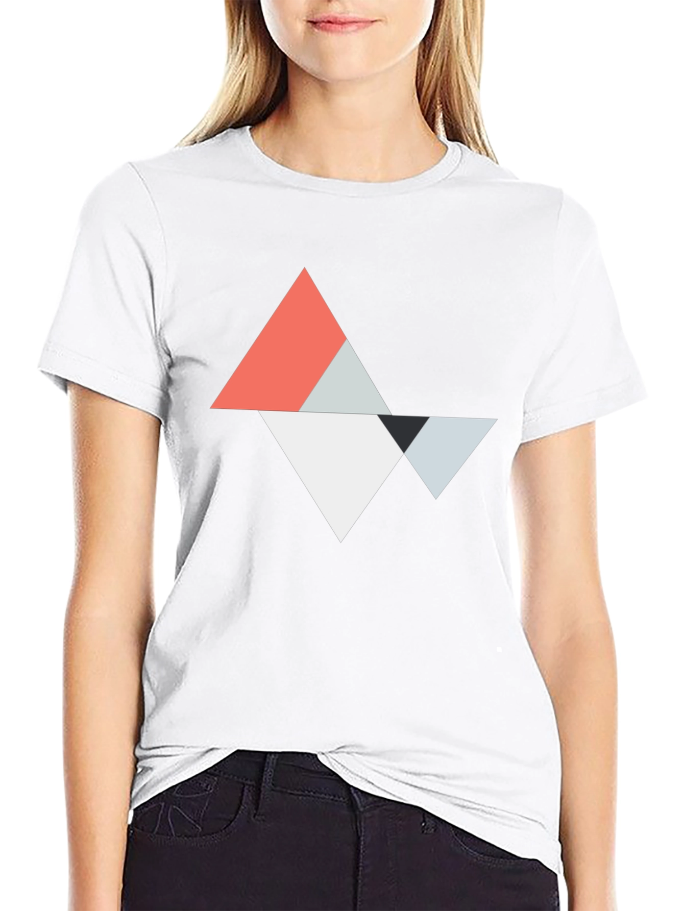 Geometric Triangle Graphic Tee - Modern Casual Top