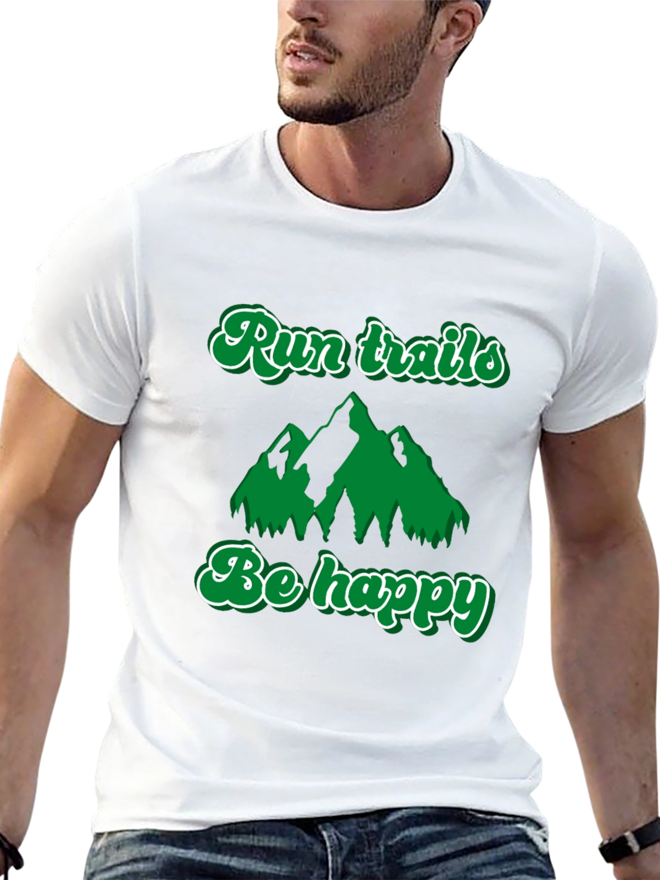 Run Trails Be Happy T-Shirt: Outdoor Adventure Tee