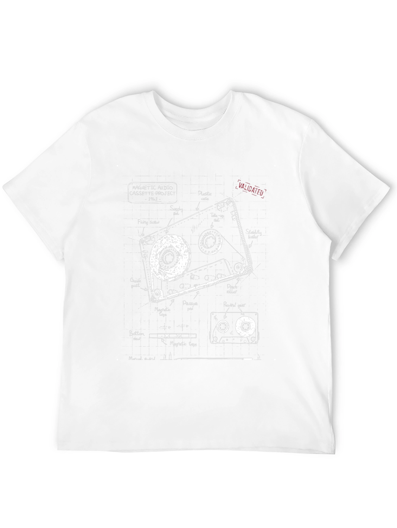 Retro Cassette Tape Schematic T-Shirt