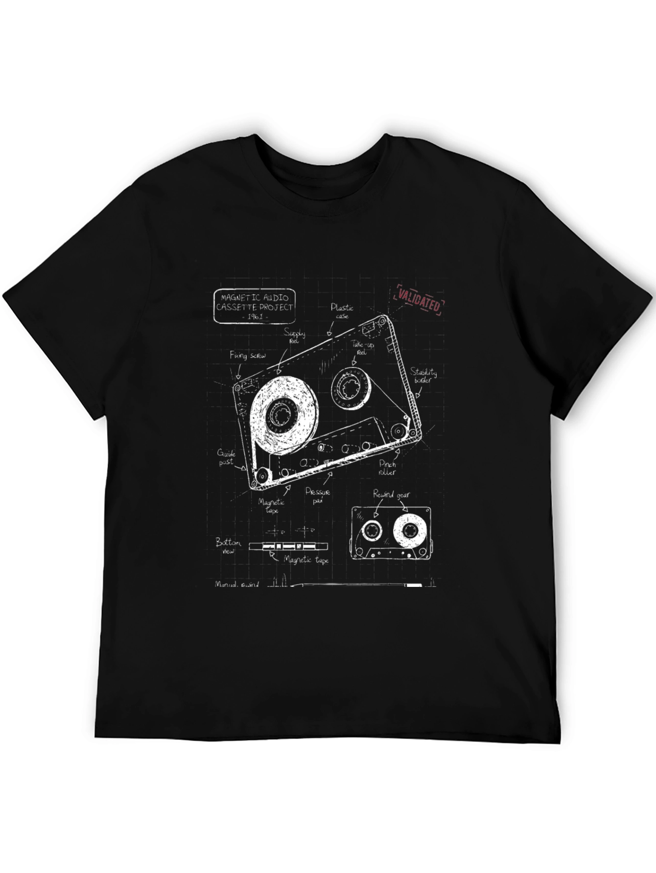 Retro Cassette Tape Schematic T-Shirt