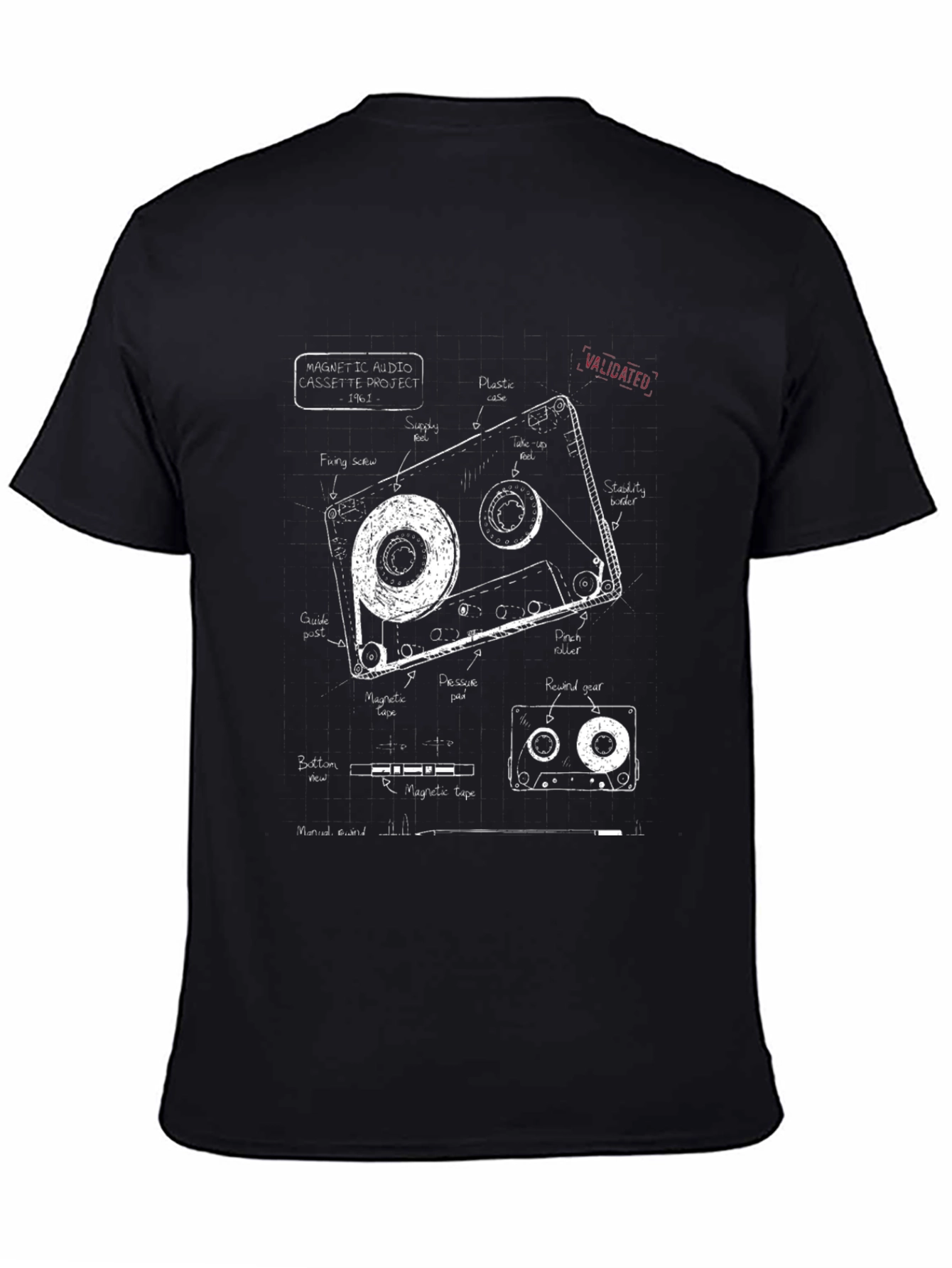 Retro Cassette Tape Schematic T-Shirt