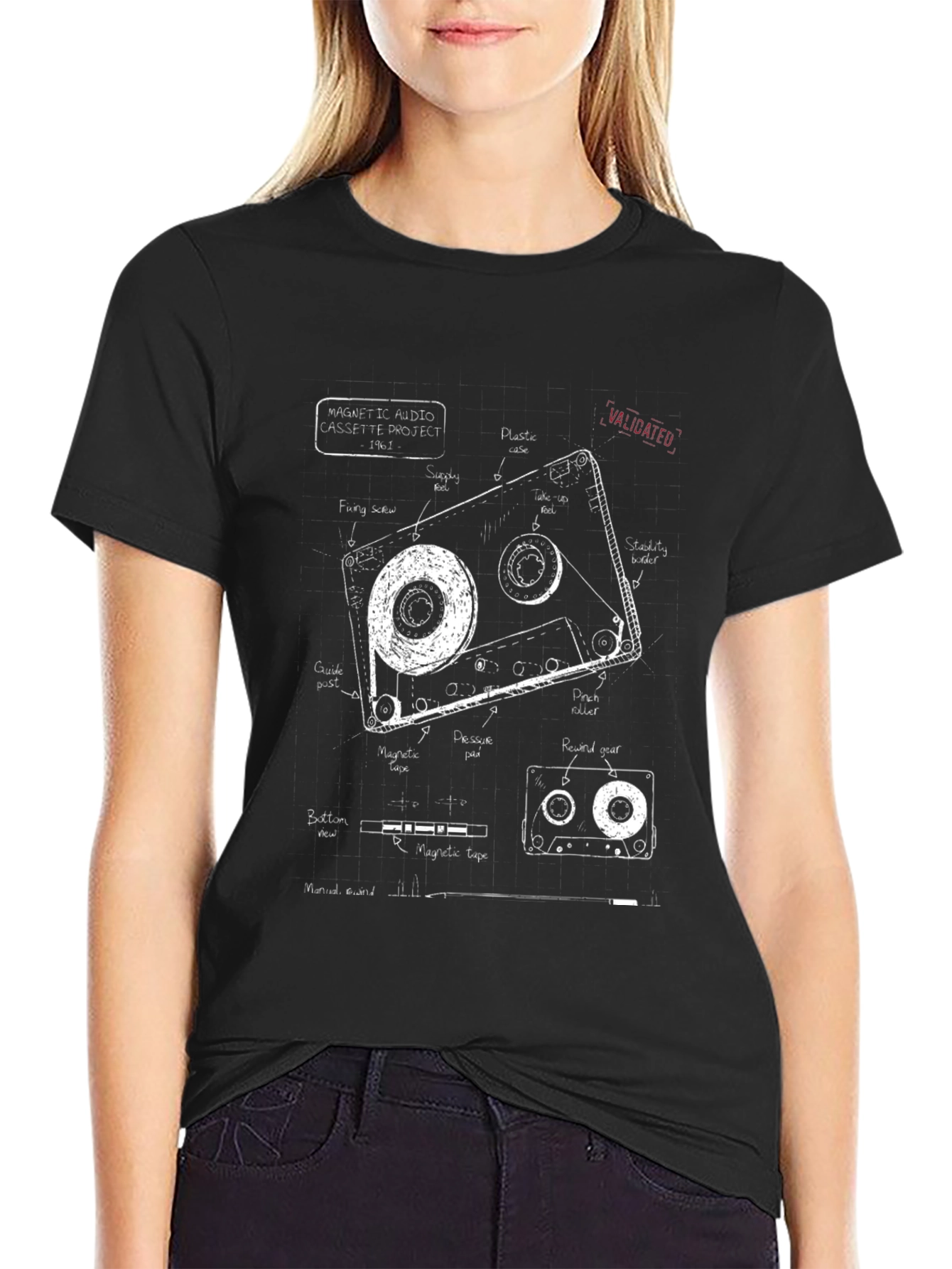 Retro Cassette Tape Schematic T-Shirt