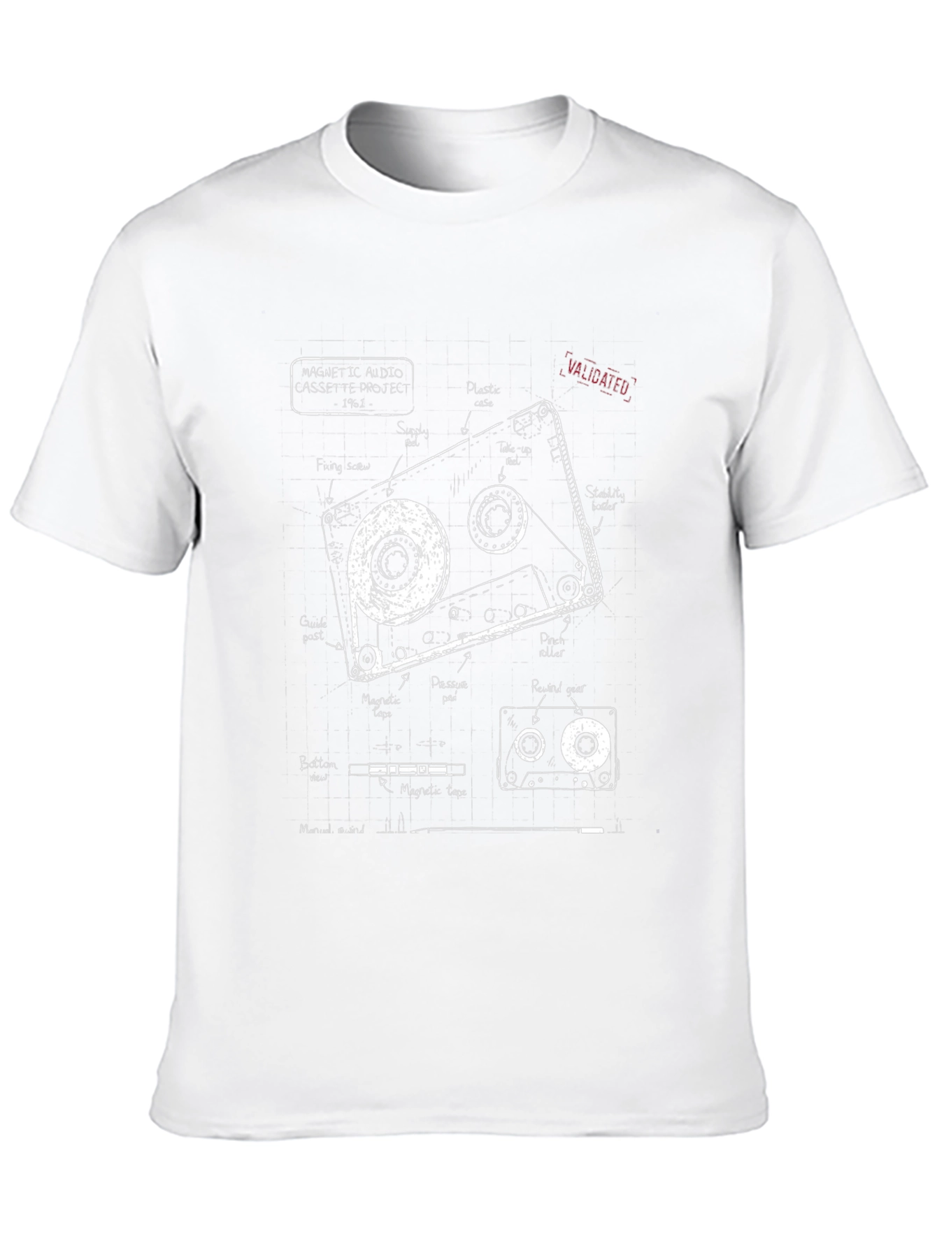 Retro Cassette Tape Schematic T-Shirt