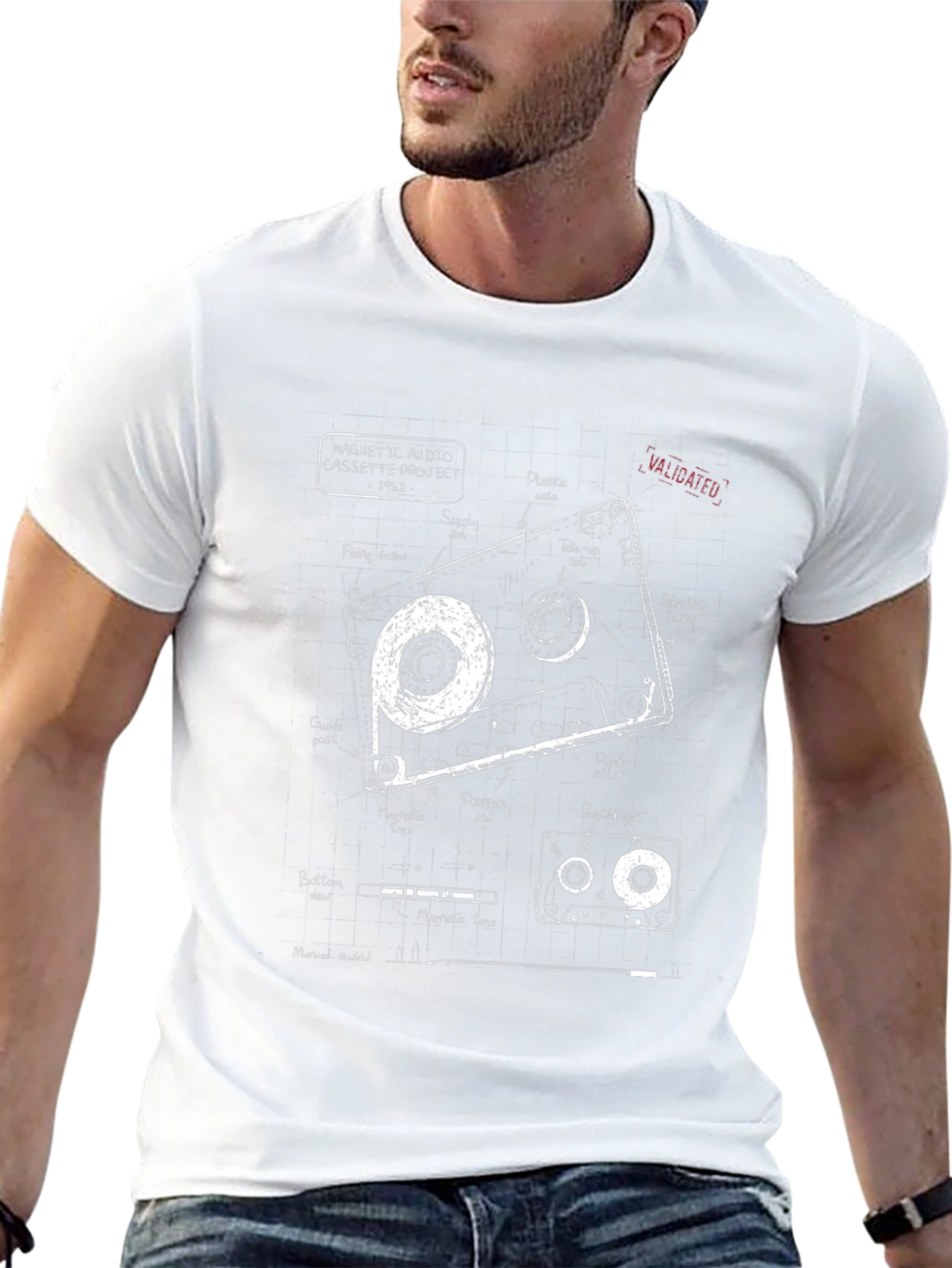 Retro Cassette Tape Schematic T-Shirt