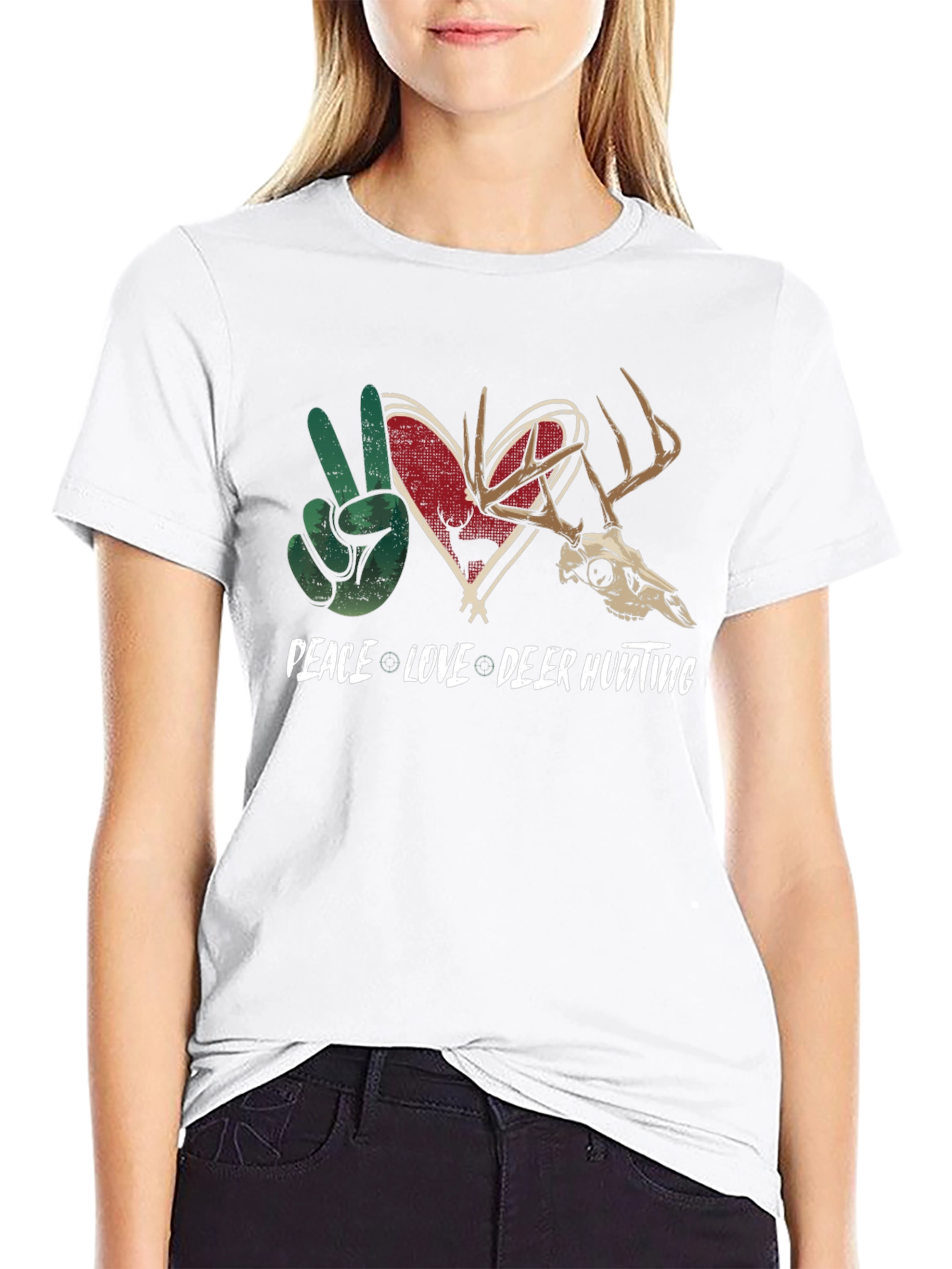 Peace Love Deer Hunting Graphic Tee