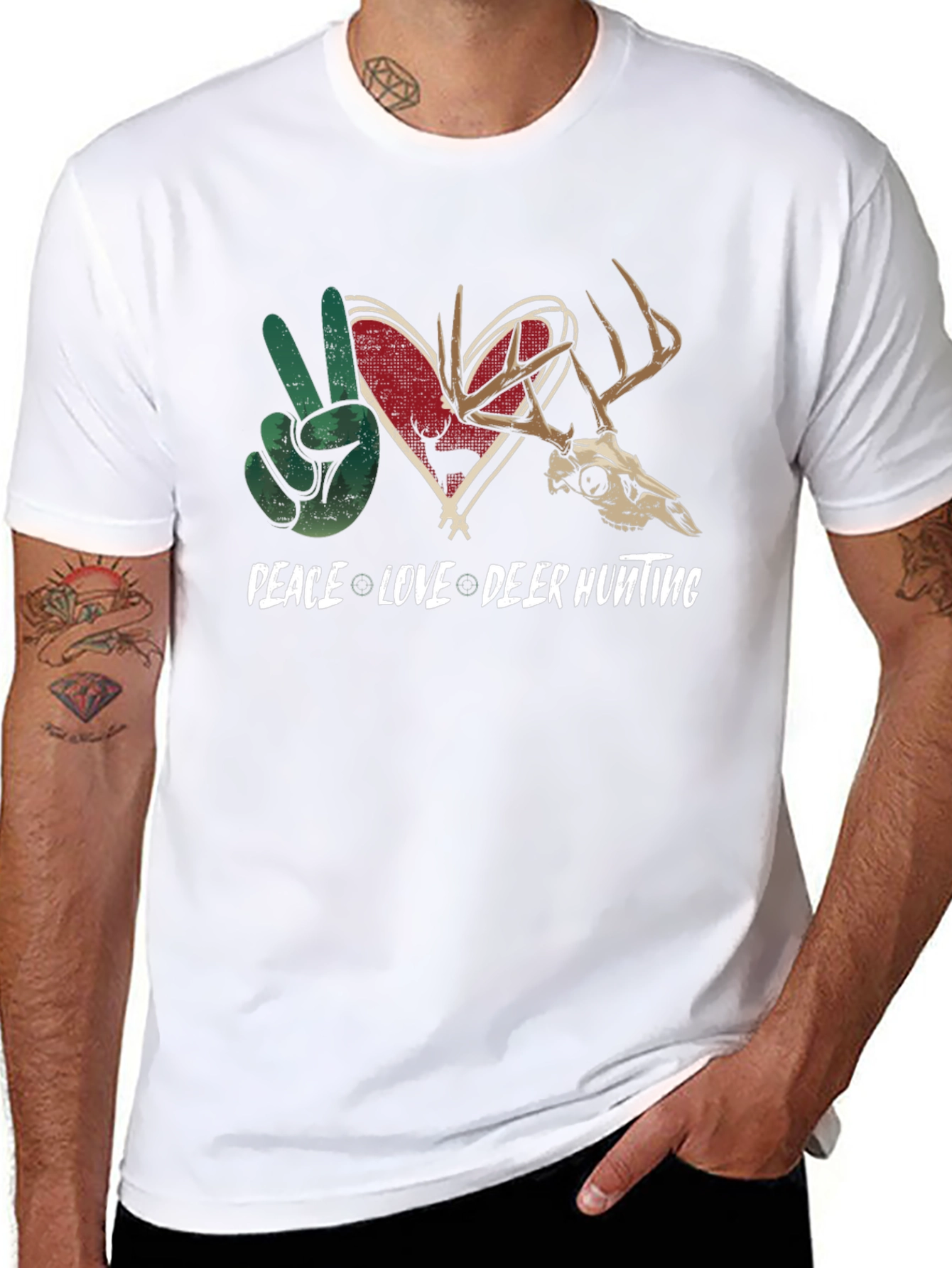 Peace Love Deer Hunting Graphic Tee