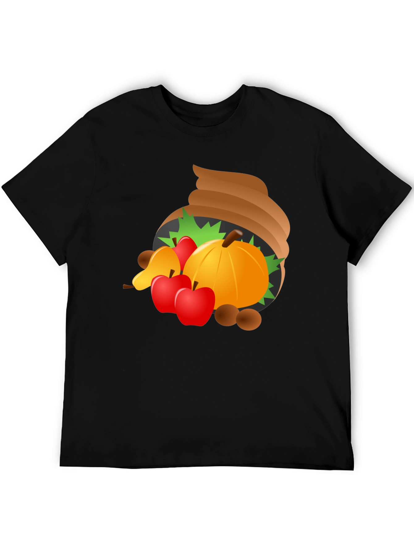 Thanksgiving Cornucopia Mens Black T-Shirt