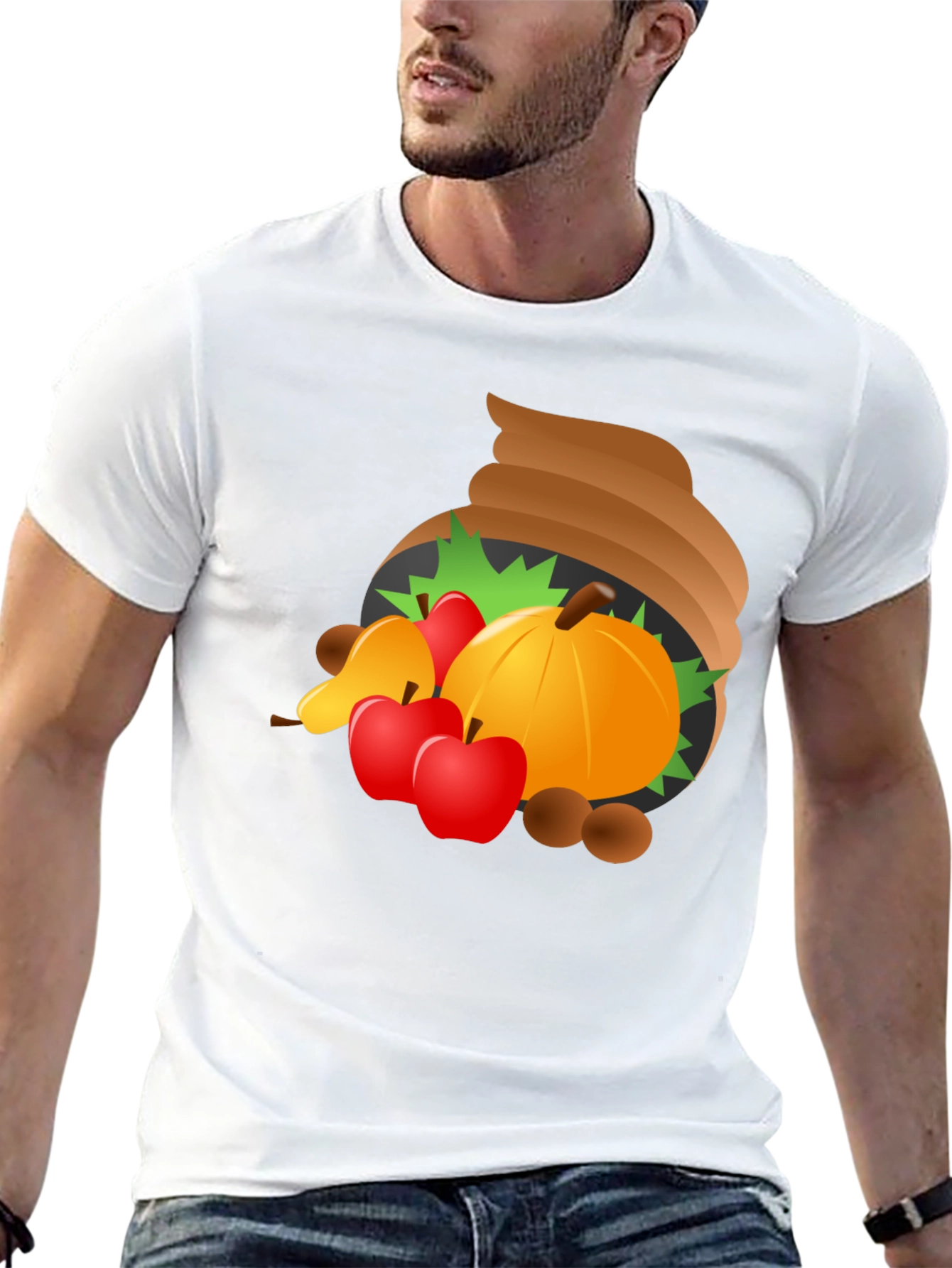 Thanksgiving Cornucopia Mens Black T-Shirt