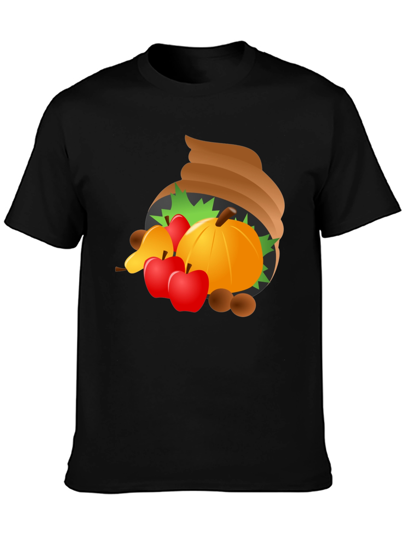 Thanksgiving Cornucopia Mens Black T-Shirt