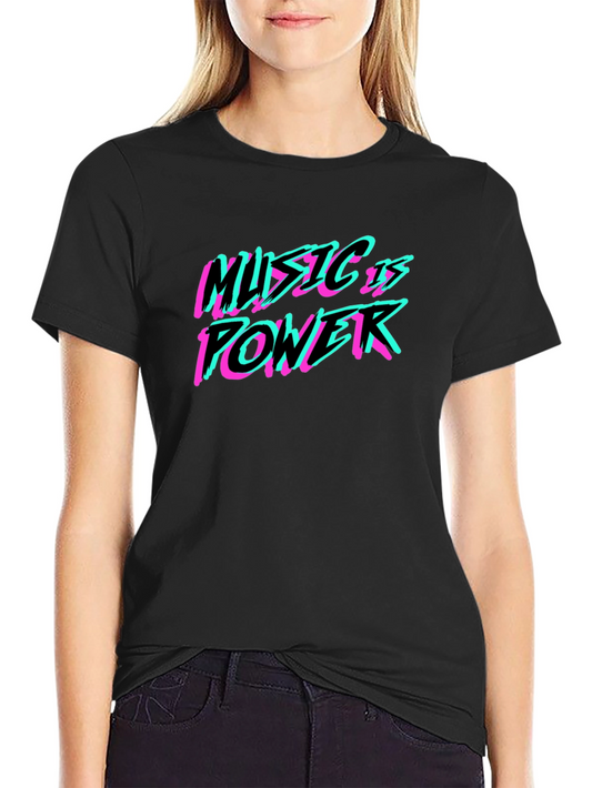 Music is Power T-Shirt - Black Crew Neck Tee