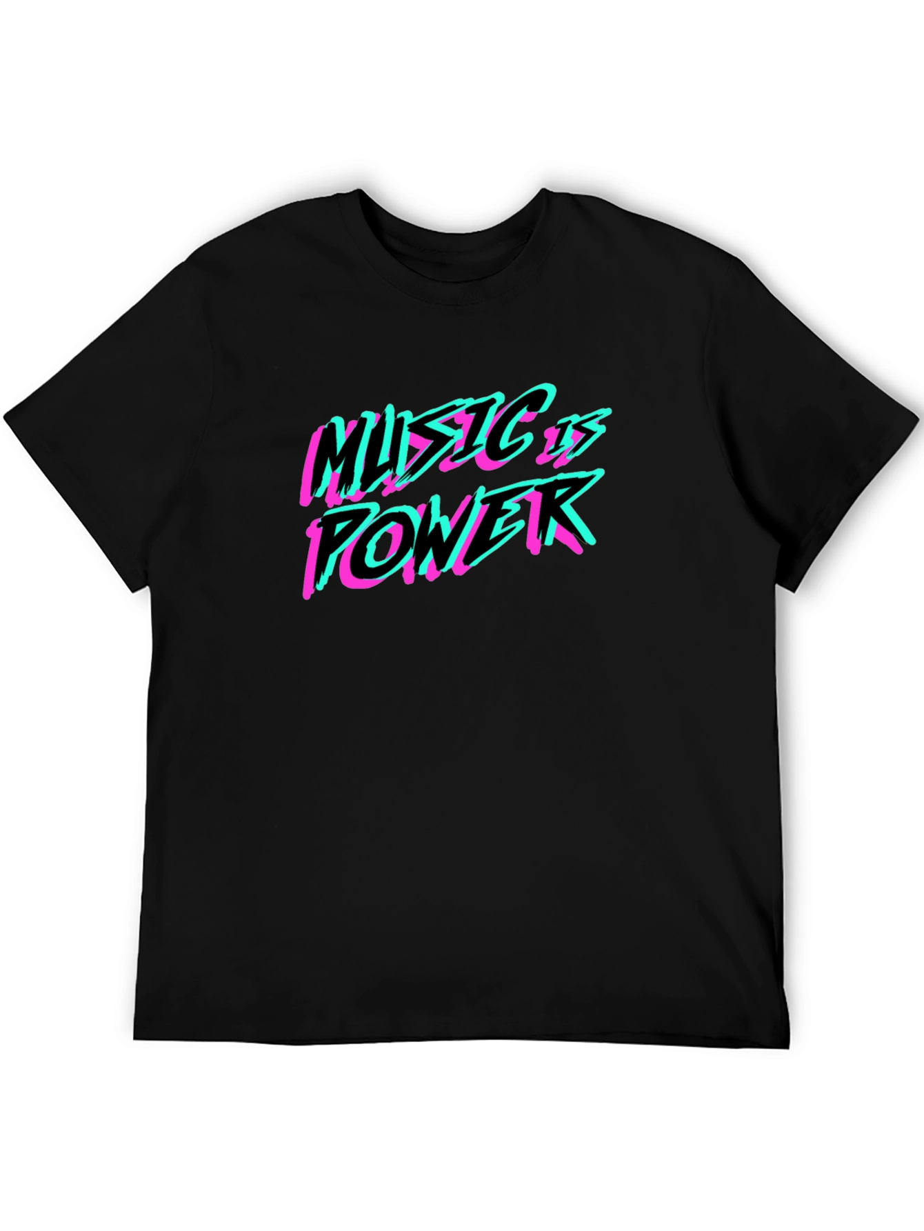 Music is Power T-Shirt - Black Crew Neck Tee