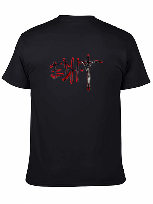 Unique Graphic Tee - Black Shirt with Red Accents