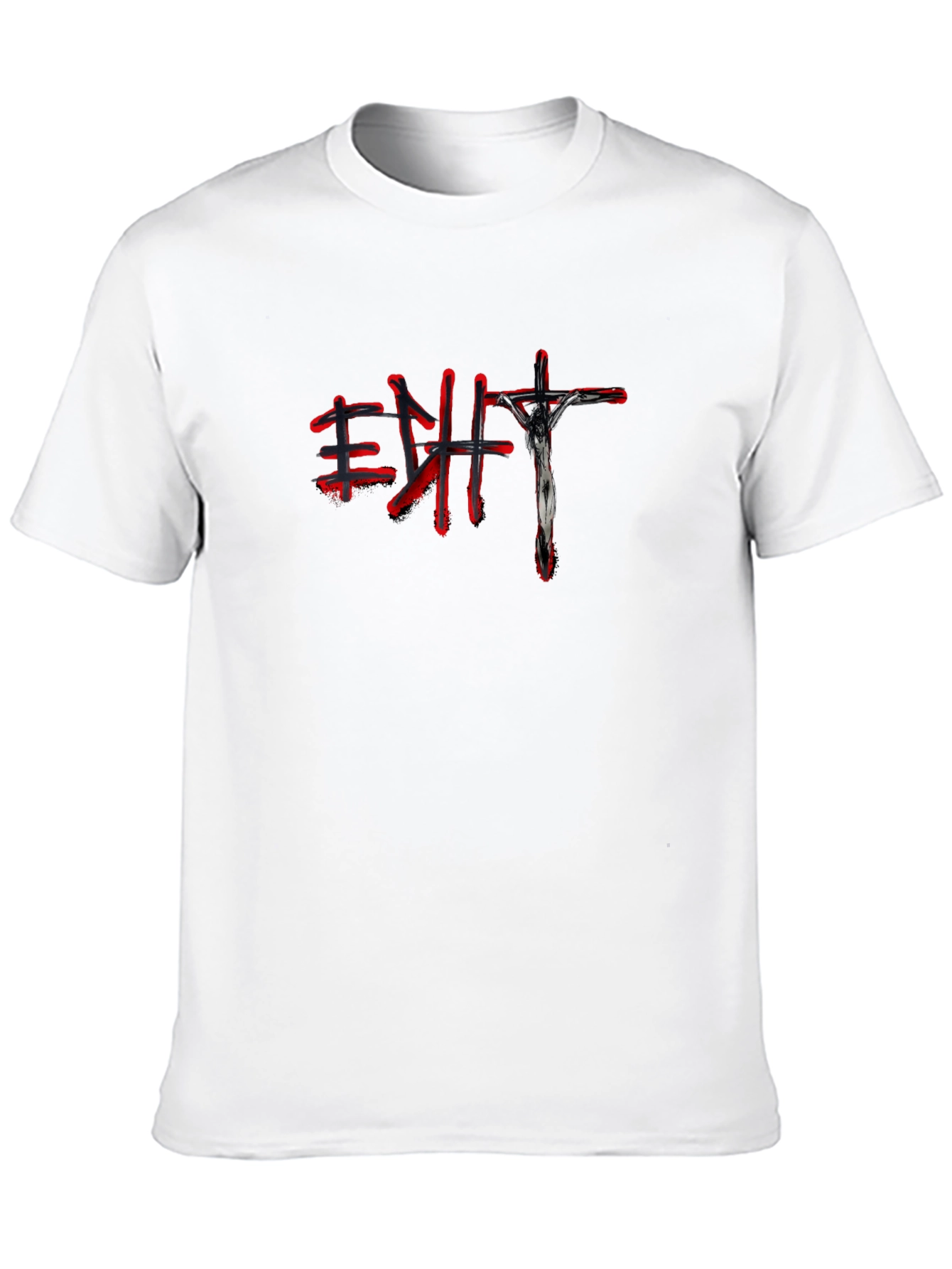 Unique Graphic Tee - Black Shirt with Red Accents