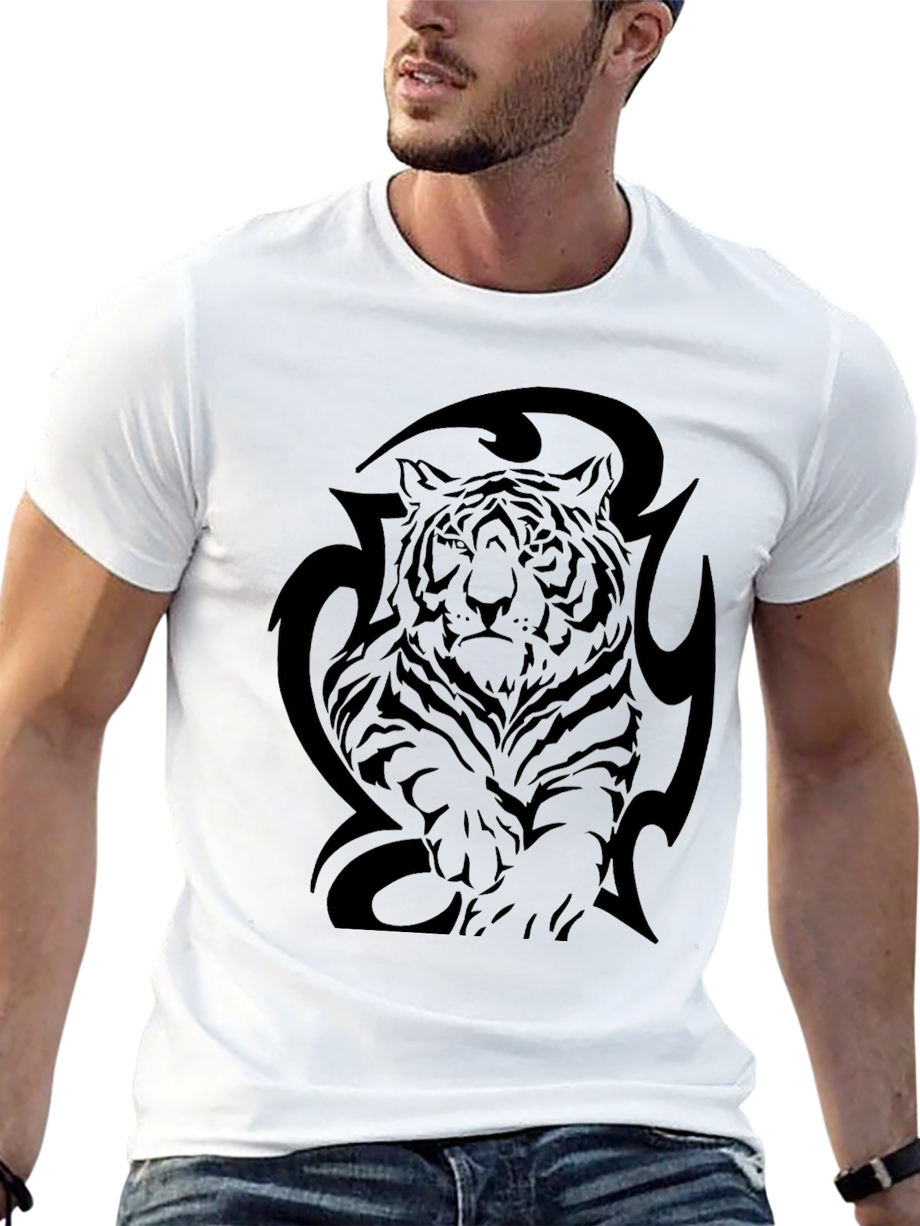 Tiger Tattoo Graphic Black T-Shirt