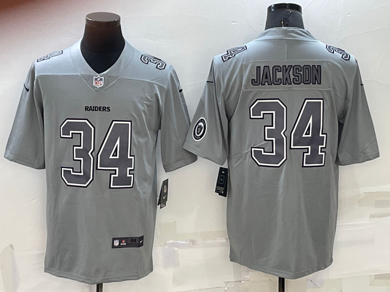Men's Las Vegas Raiders Bo Jackson #34 Gray Atmosphere Fashion Game Jerseys
