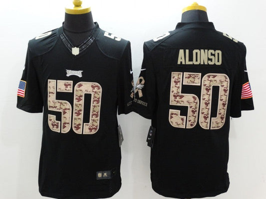 Men's Philadelphia Eagles Kiki Alonso #50 Black Game Player Jerseys