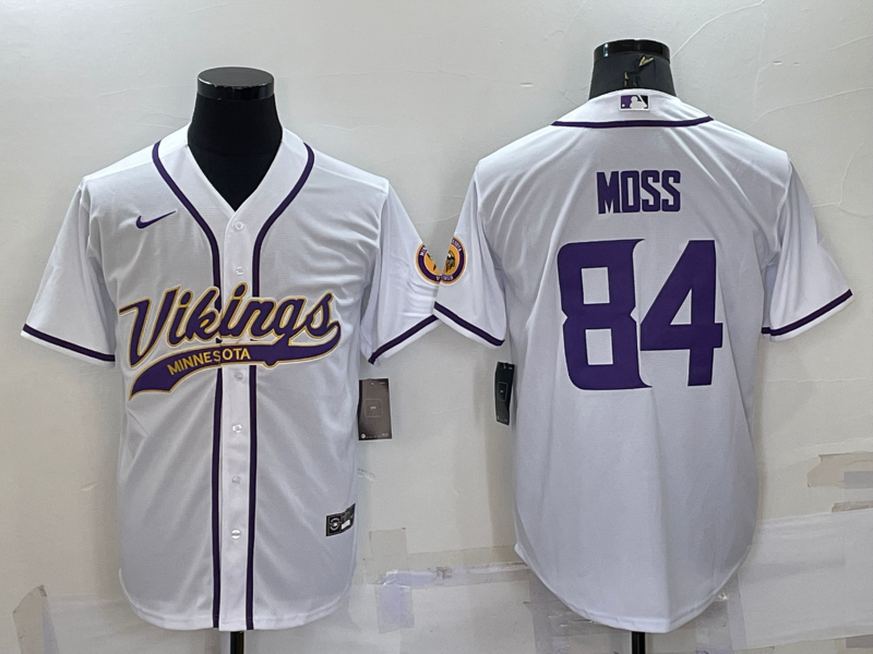 Men's Minnesota Vikings Randy Moss #84 White Game Jerseys Joint Edition