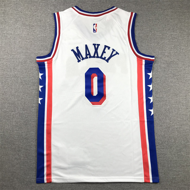 Men's Philadelphia 76ers Tyrese Maxey White Fastbreak Replica Player Jerseys