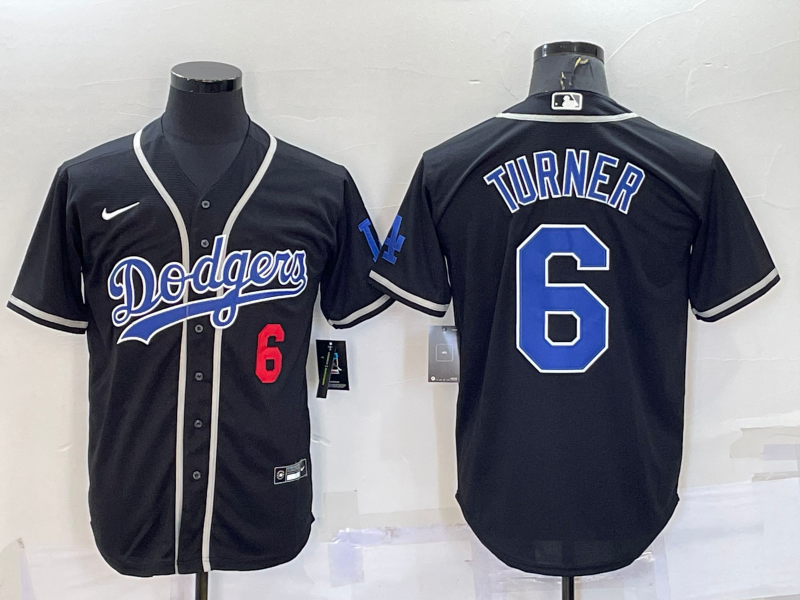 Men's Los Angeles Dodgers Trea Turner #6 Black Fashion Stitched Jerseys