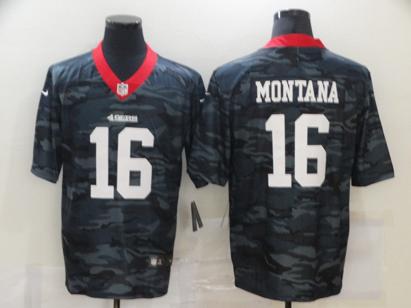 Men's San Francisco 49ers Joe Montana #16 Gray Camouflage Game Jerseys