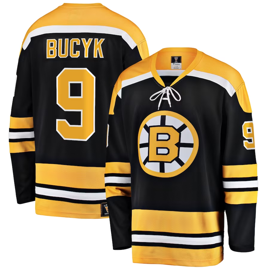 Men's Boston Bruins Johnny Bucyk #9 Black Replica Player Jerseys
