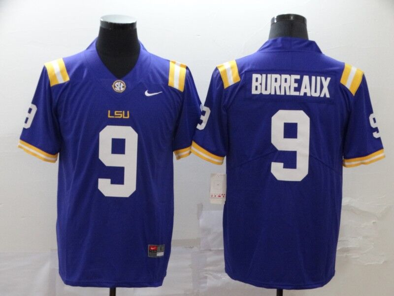 Men's Cincinnati Bengals Jeaux Burreaux #9 Purple Game Jerseys