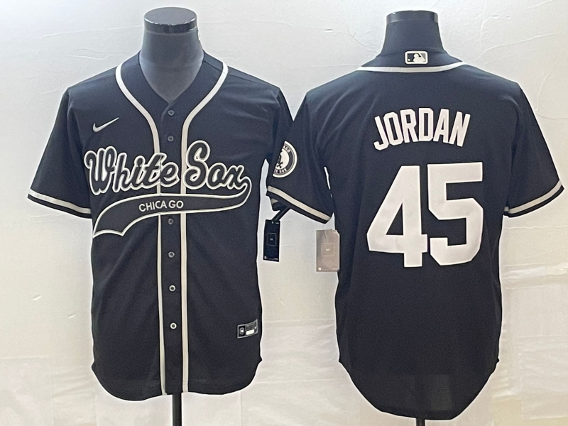Men's Chicago White Sox Michael Jordan #45 Black Replica Player Jerseys Joint Edition