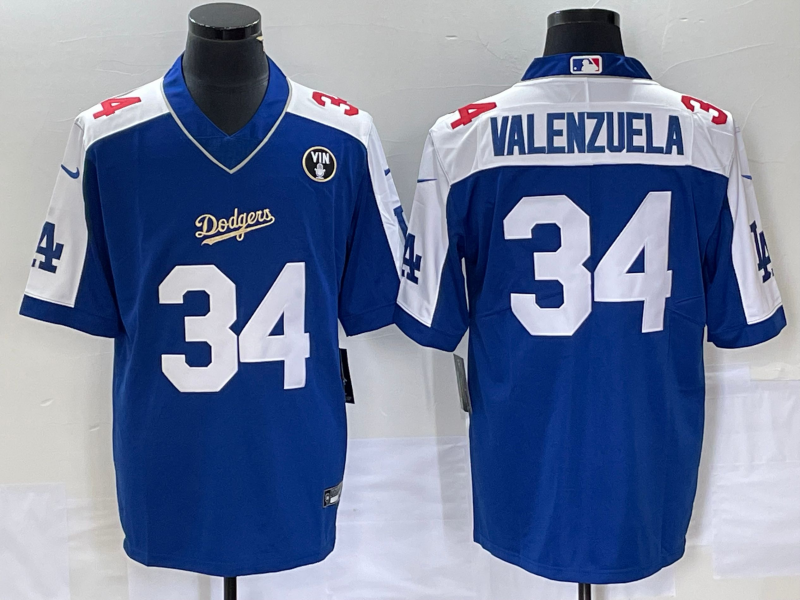 Men's Los Angeles Dodgers Fernando Valenzuela #34 Blue Alternate Player Jerseys