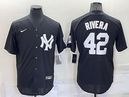 Men's New York Yankees Mariano Rivera #42 Black Replica Baseball Jerseys