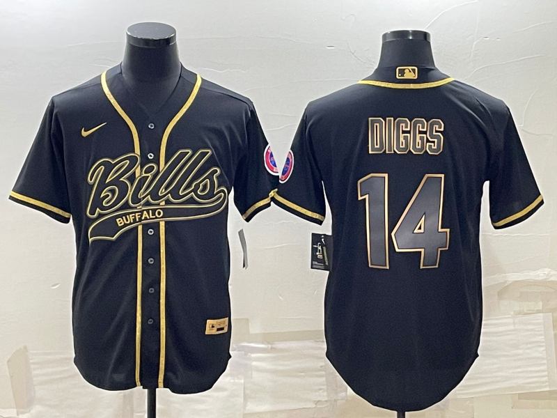 Men's Buffalo Bills Stefon Diggs #14 Black Game Jerseys Joint Edition