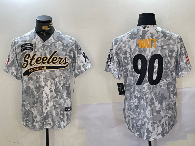 Men's Pittsburgh Steelers T.J. Watt #90 Arctic Camo Salute to Service Limited Jerseys