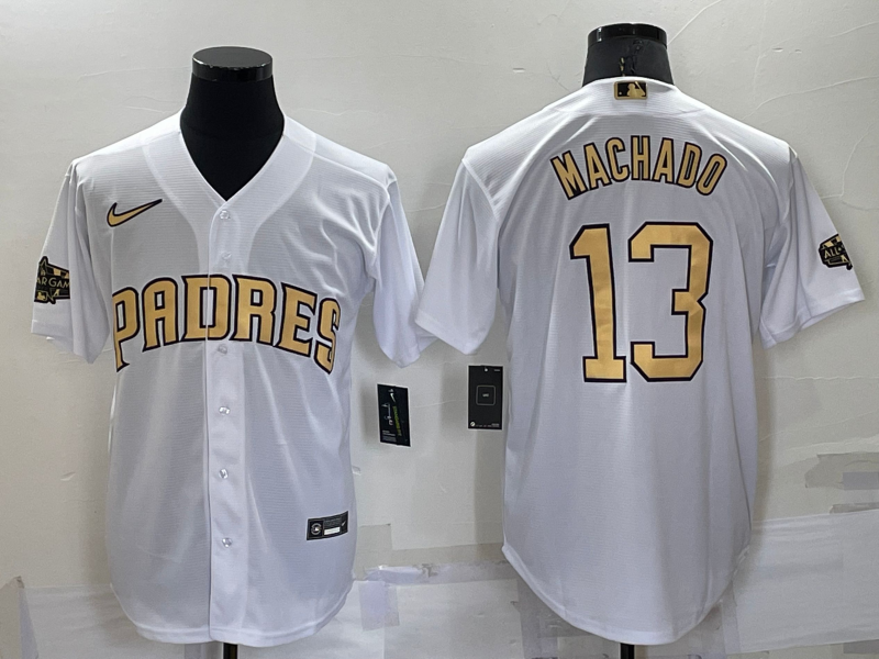 Men's San Diego Padres Manny Machado #13 White Replica Baseball Jerseys