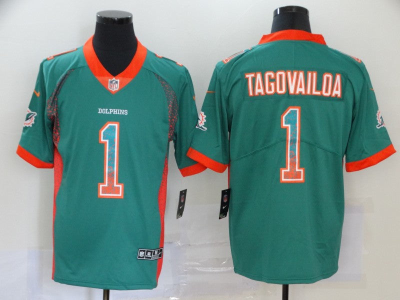 Men's Miami Dolphins Tua Tagovailoa #1 Green Game Jerseys