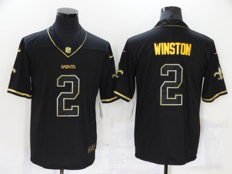 Men's New Orleans Saints Jameis Winston #2 Black Game Player Jerseys