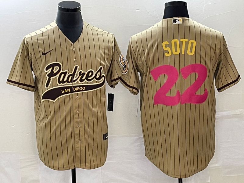 Men's San Diego Padres Juan Soto #22 Tan Replica Player Jerseys Joint Edition