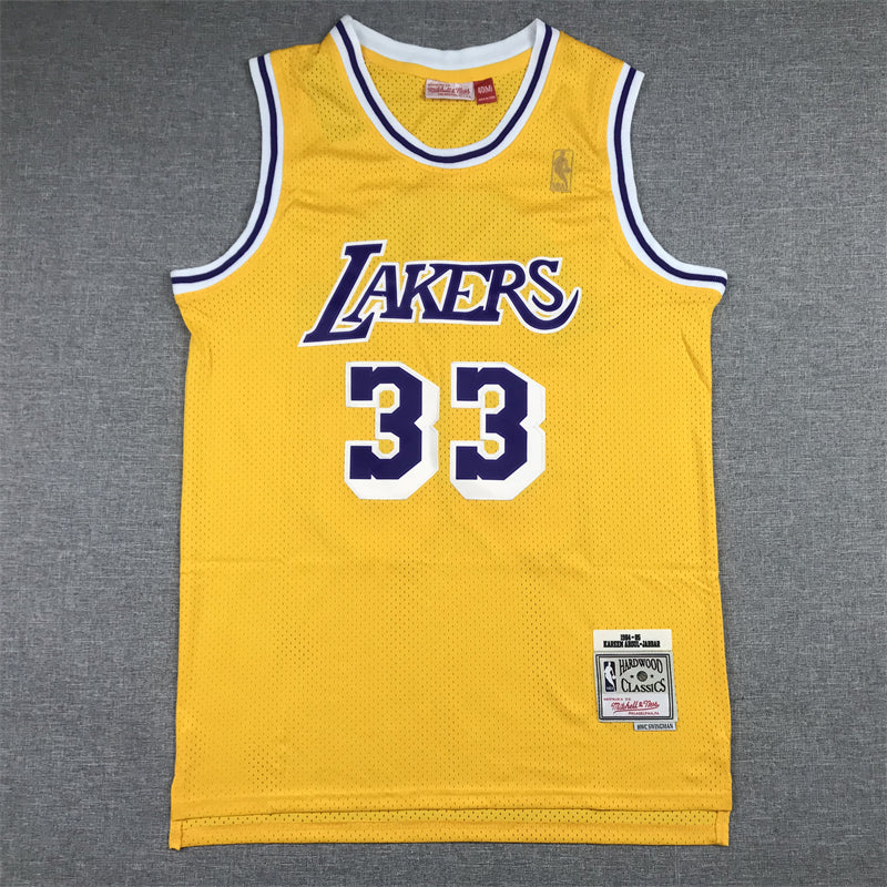 Men's Los Angeles Lakers Kareem Abdul-Jabbar Gold Hardwood Classics Jerseys