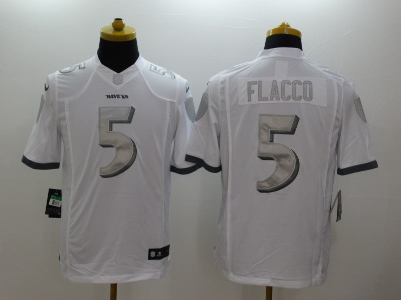 Men's Baltimore Ravens Joe Flacco #5 White Game Jerseys