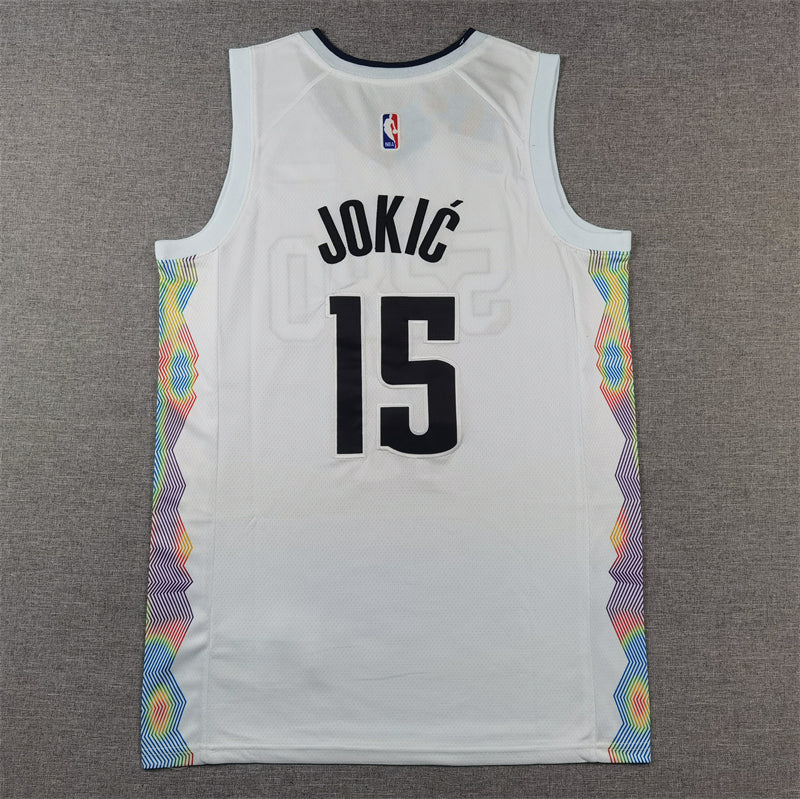Men's Denver Nuggets Nikola Jokic #15 White 2024/25 Swingman Player Jerseys - City Edition