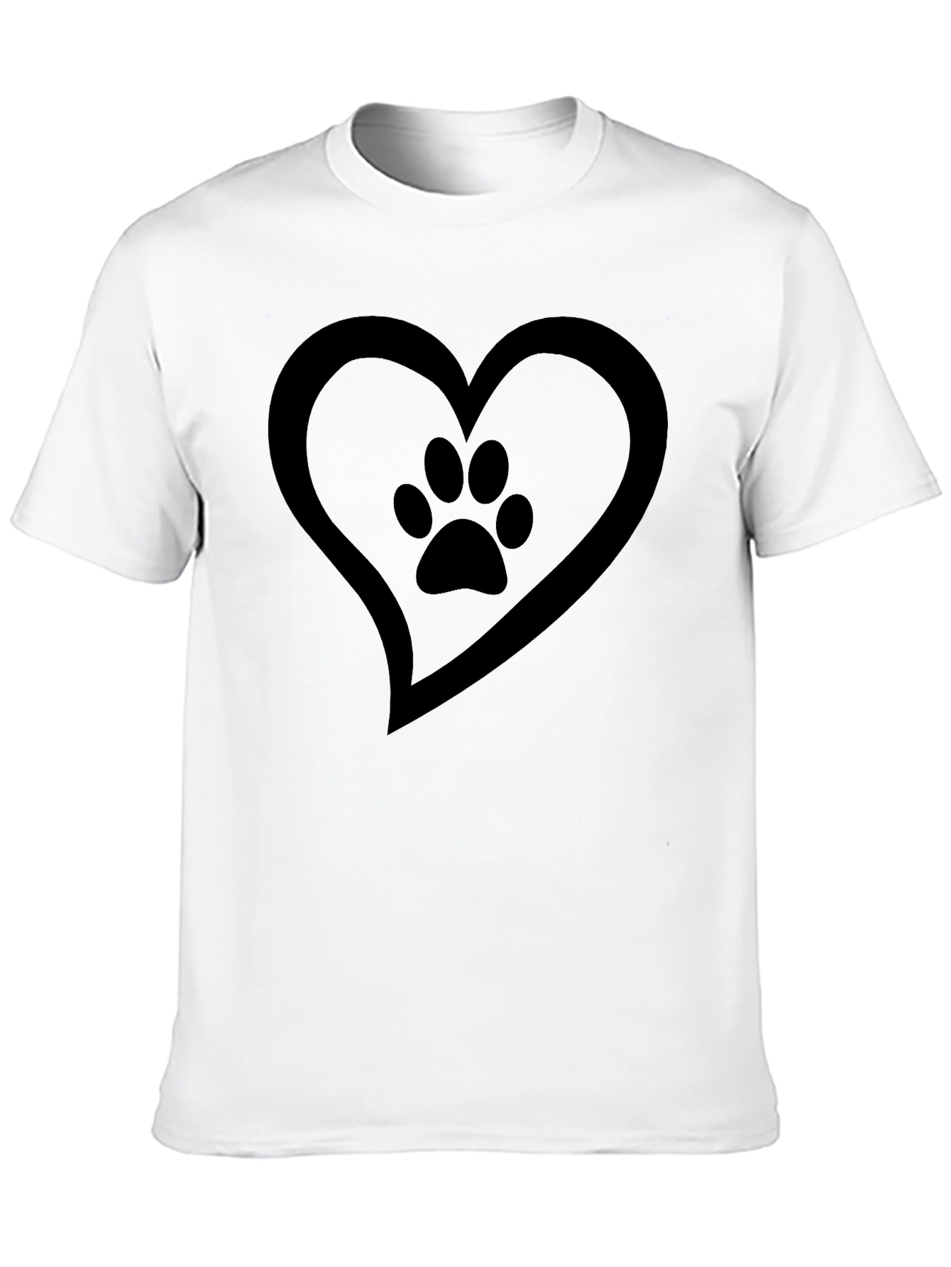 Paw Print Heart Graphic Tee - Black