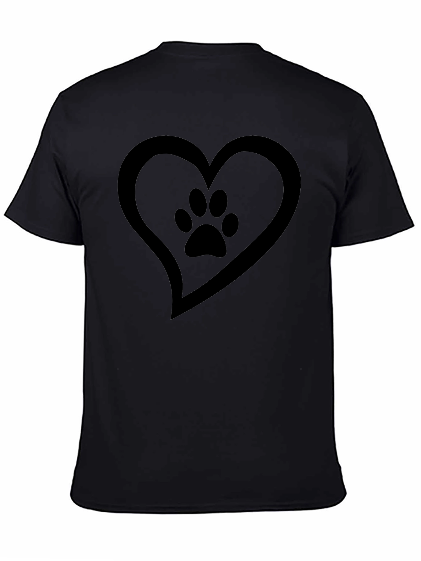 Paw Print Heart Graphic Tee - Black