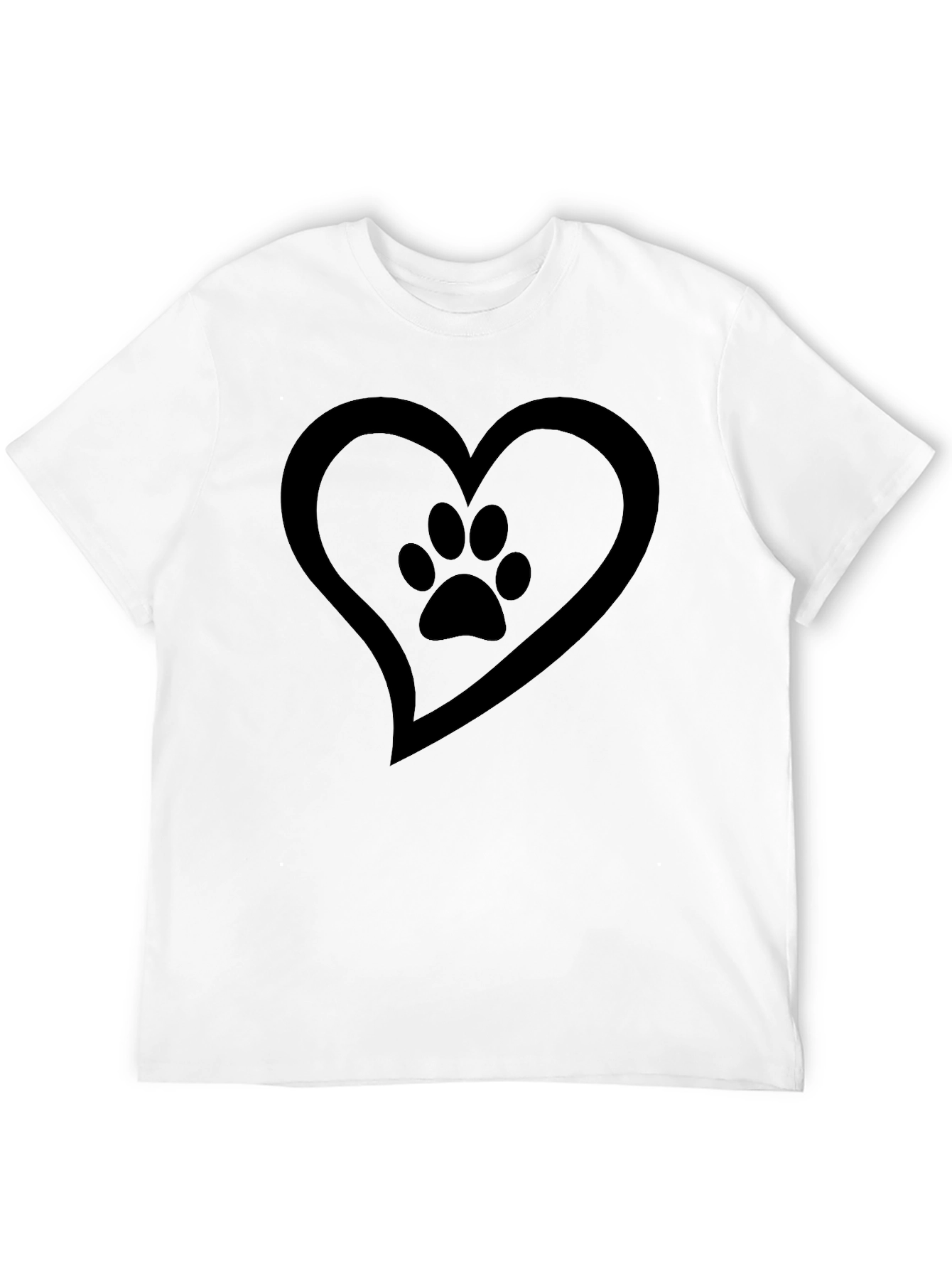 Paw Print Heart Graphic Tee - Black