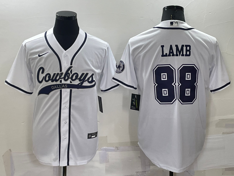 Men's Dallas Cowboys CeeDee Lamb #88 White Game Jerseys Joint Edition